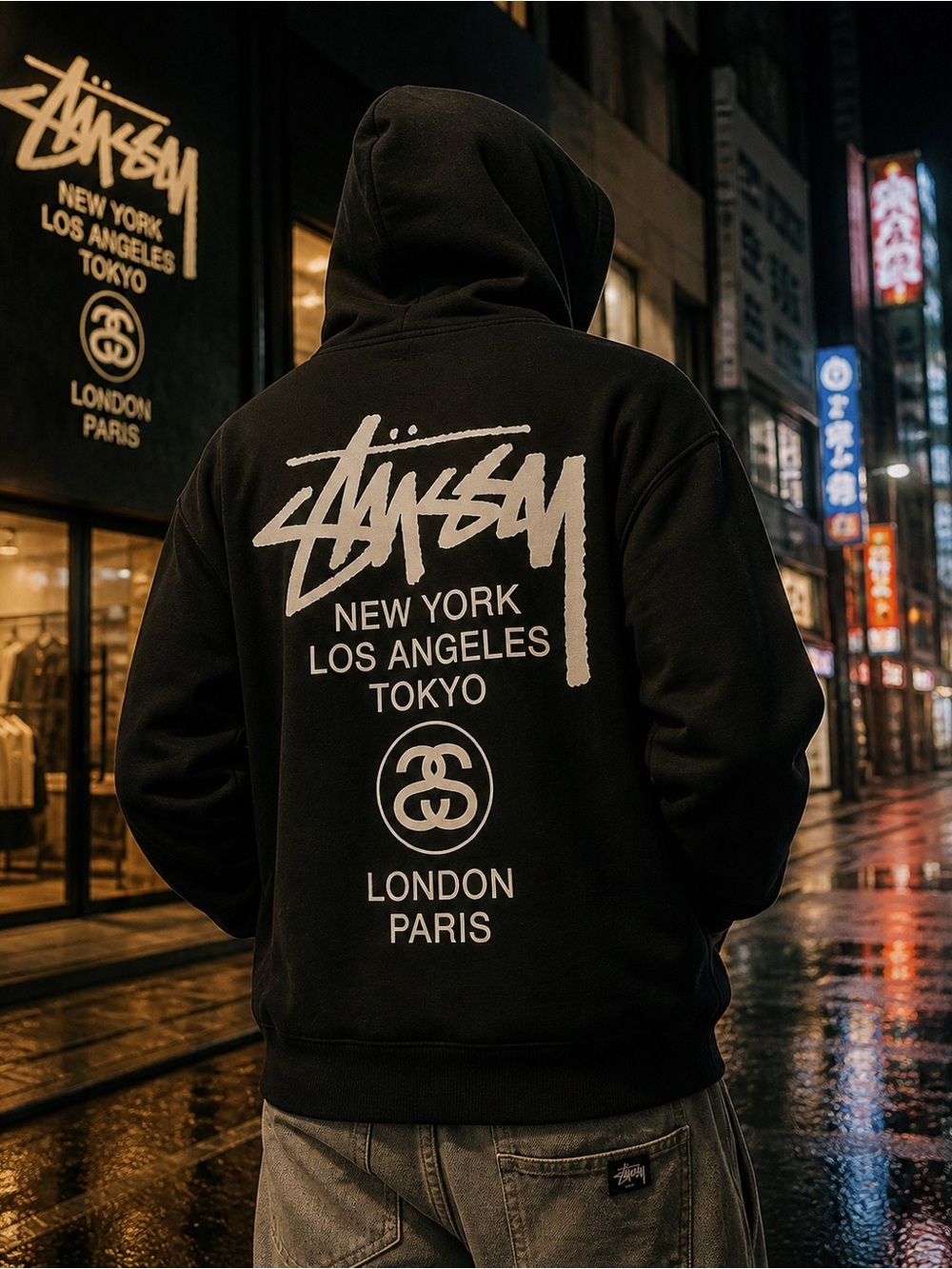 Stussy World Tour Zip Black L 100% Authentic Streetwear Sweatshirt NWT SOLDOUT